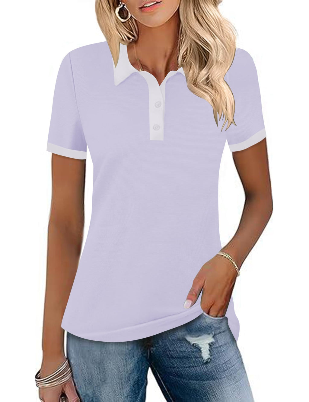 LOMON Womens Golf Polo Shirts Short Sleeve Collared Tops Lightweight Moisture Wicking Tennis Activewear S-XXL