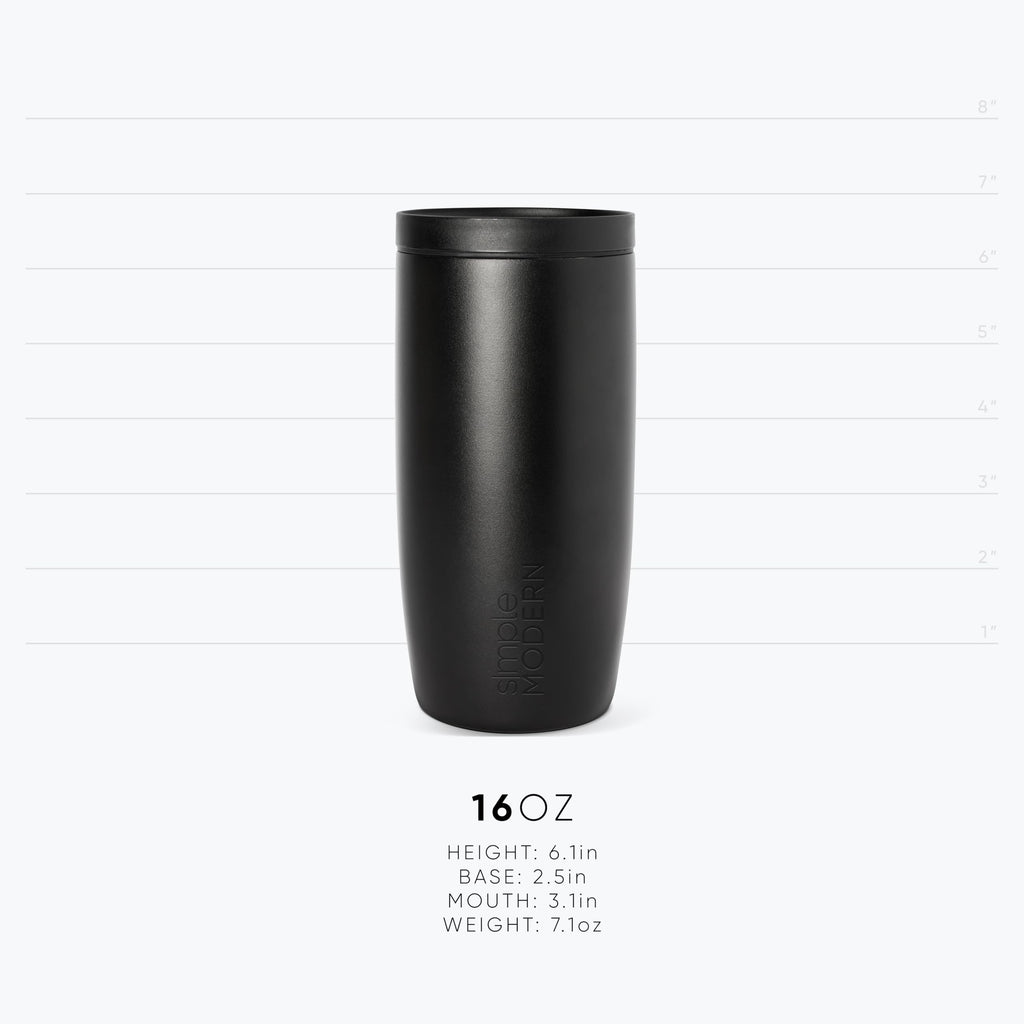 Simple Modern Travel Coffee Mug Tumbler with 360° Lid | Ceramic-Lined Insulated Stainless Steel Cold Brew Iced Coffee Cup | Gifts for Women Men Her Him | Voyager Signature | 12oz | Midnight Black