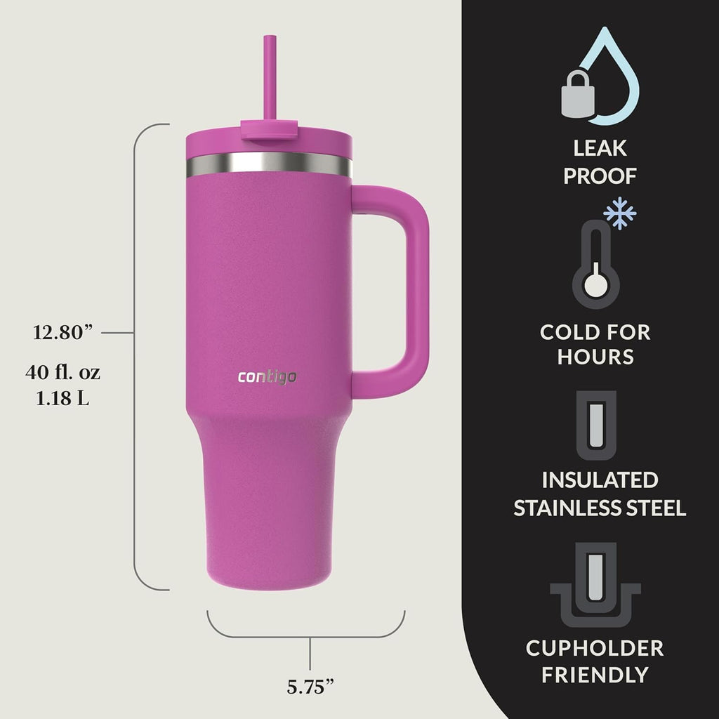Contigo Streeterville 30oz Tumbler, Stainless Steel Vacuum Insulated, Leak-Proof, Cold for 29 Hours, Fits in cupholders, Licorice