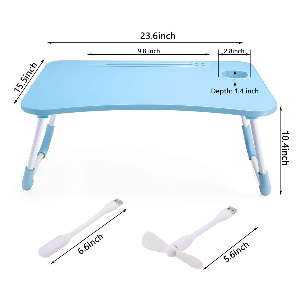 Slendor Lap Desk with Cup Holder, Foldable Laptop Table for Bed, Portable Bed Desk for Laptop and Writing, Computer Tray with Tablet Slot, Notebook Stand Reading Holder for Couch Sofa Floor,Black
