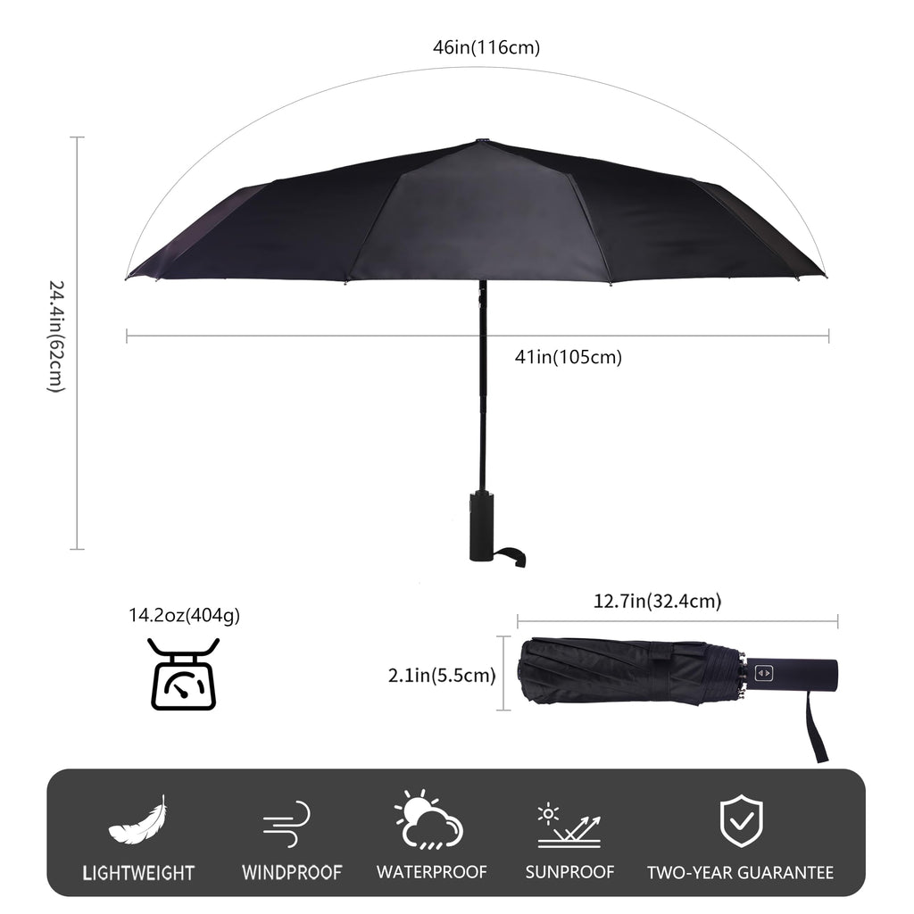 Bluinzi 46 Inch Compact Umbrellas for Rain - Travel Small Umbrella - Automatic Folding Umbrella - Windproof Portable Umbrella, Double 10-rib