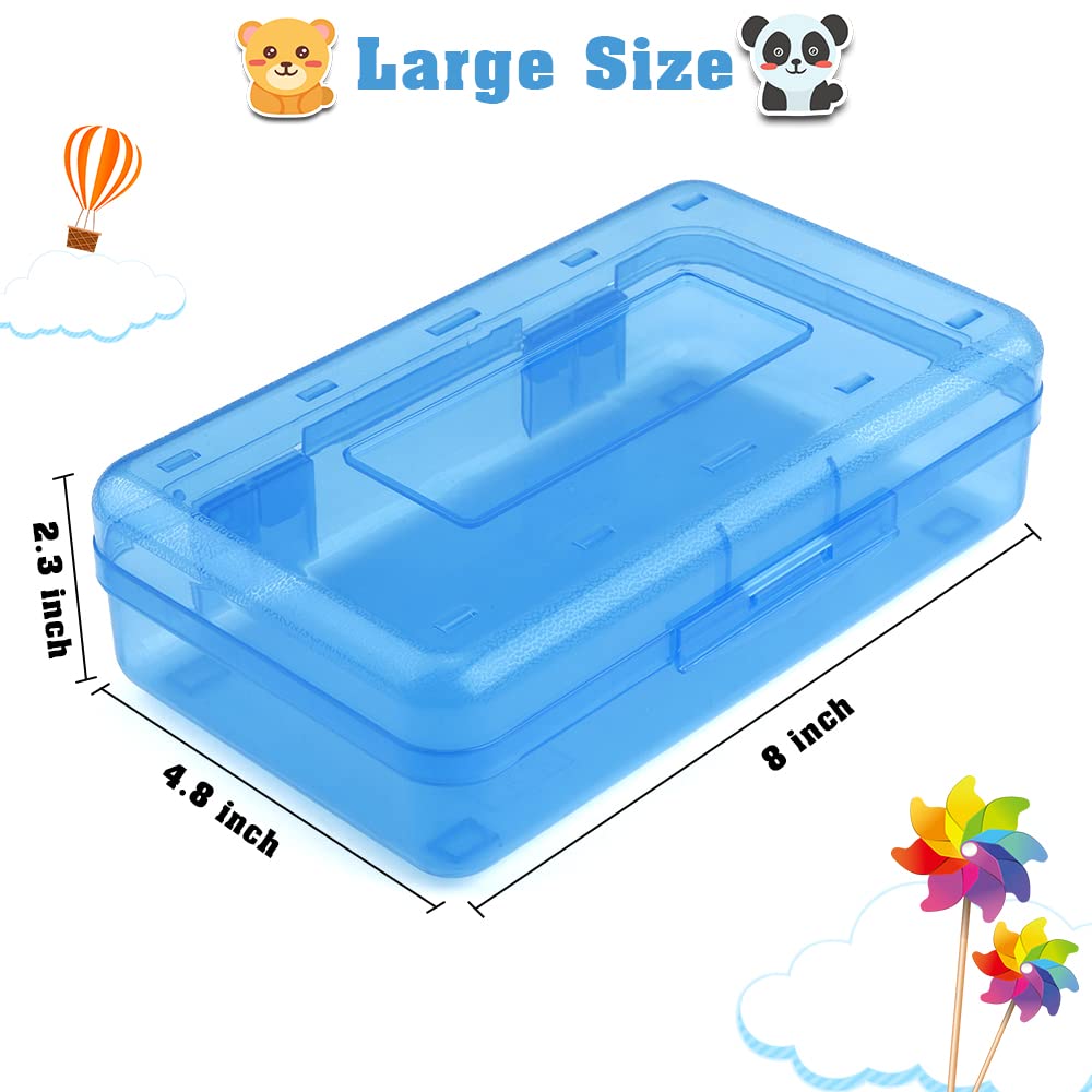 Pencil Case, Pencil Box, Clear Pencil Case, 3 Pack Plastic Pencil Case, Large Capacity Pencil Case, Crayon Box with Snap-tight Lid Stackable Design, Plastic Storage Box for School Office Supplies