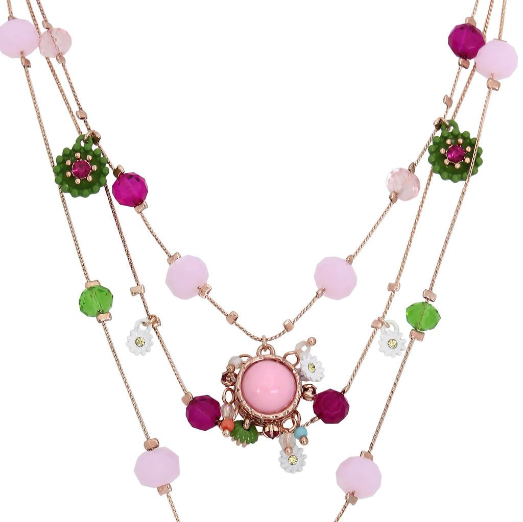 Betsey Johnson Womens Butterfly Charms Layered Necklace