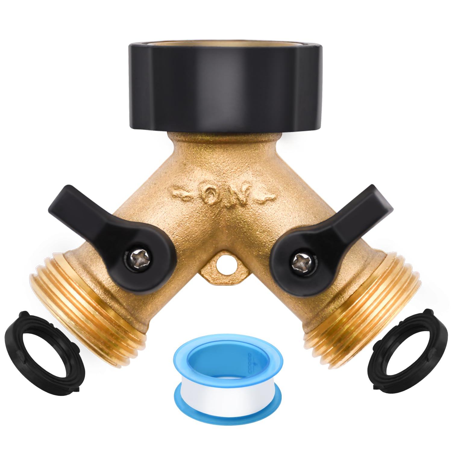 1/2/4 Pack 2 Way Hose Splitter, for 3/4" Hose Connector, with Rubber Washers & Tapes