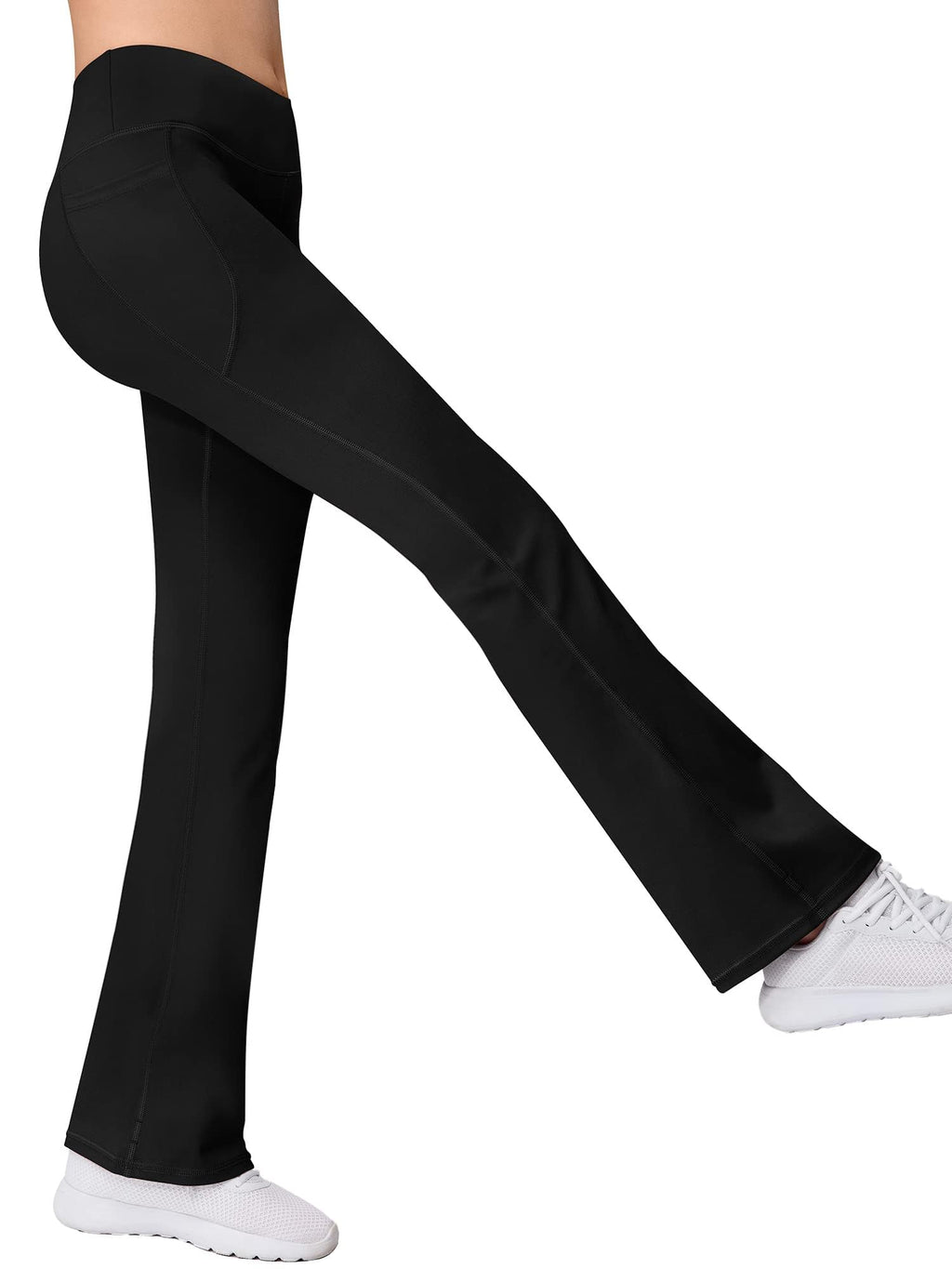 AENLLEY Girl Yoga Flare Wide Leg Tummy Control Stretchy Pants for Causal with Pockets 3 Pack