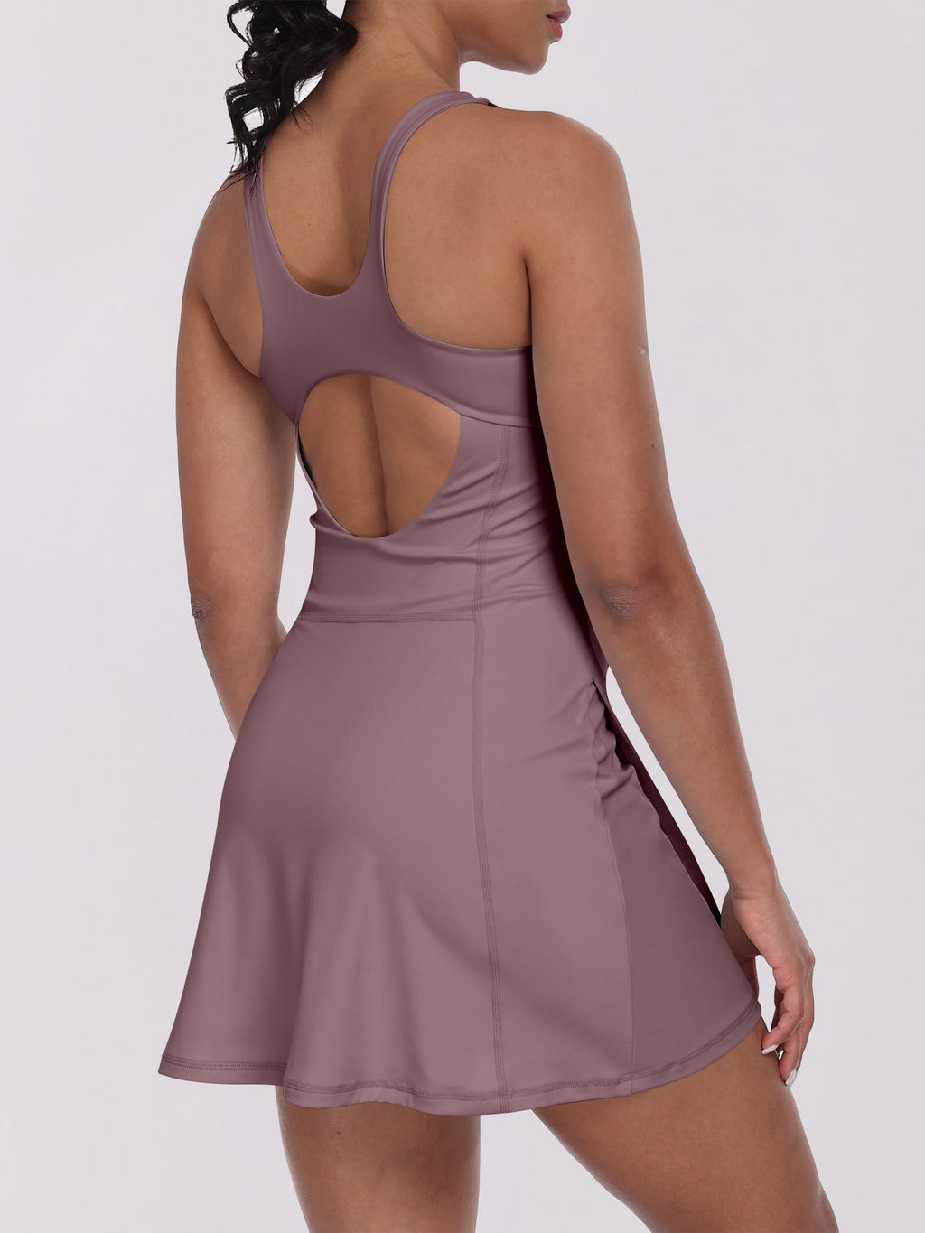Caracilia Womens Tennis Dress Built in Shorts Square Neck Sleeveless Workout Athletic Mini Skort Dress Golf Summer Outfits