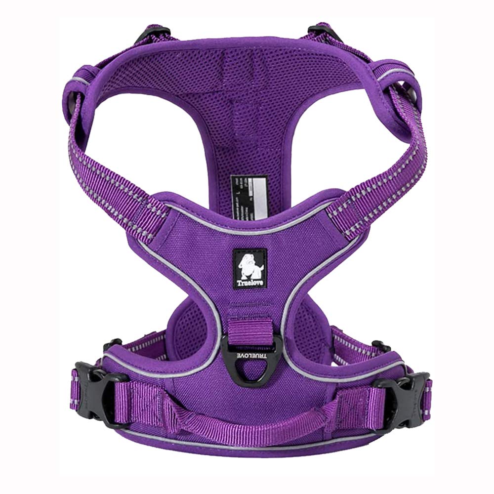 TRUE LOVE Adjustable No-Pull Dog Harness Reflective Pup Vest Harnesses Comfortable Control Brilliant Colors TLH5651(Black,XS)