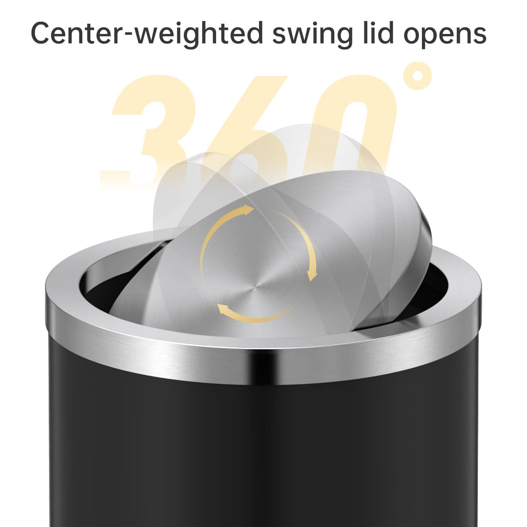 Mini Trash Can with Lid, Desktop Small Trash Can Recycling Bin Cute Metal Garbage Can for Tabletop Countertop Use,Stainless Steel 0.4Gal/1.5L Waste Bin for Office Parlor Car Bedroom,Swing Lid Open
