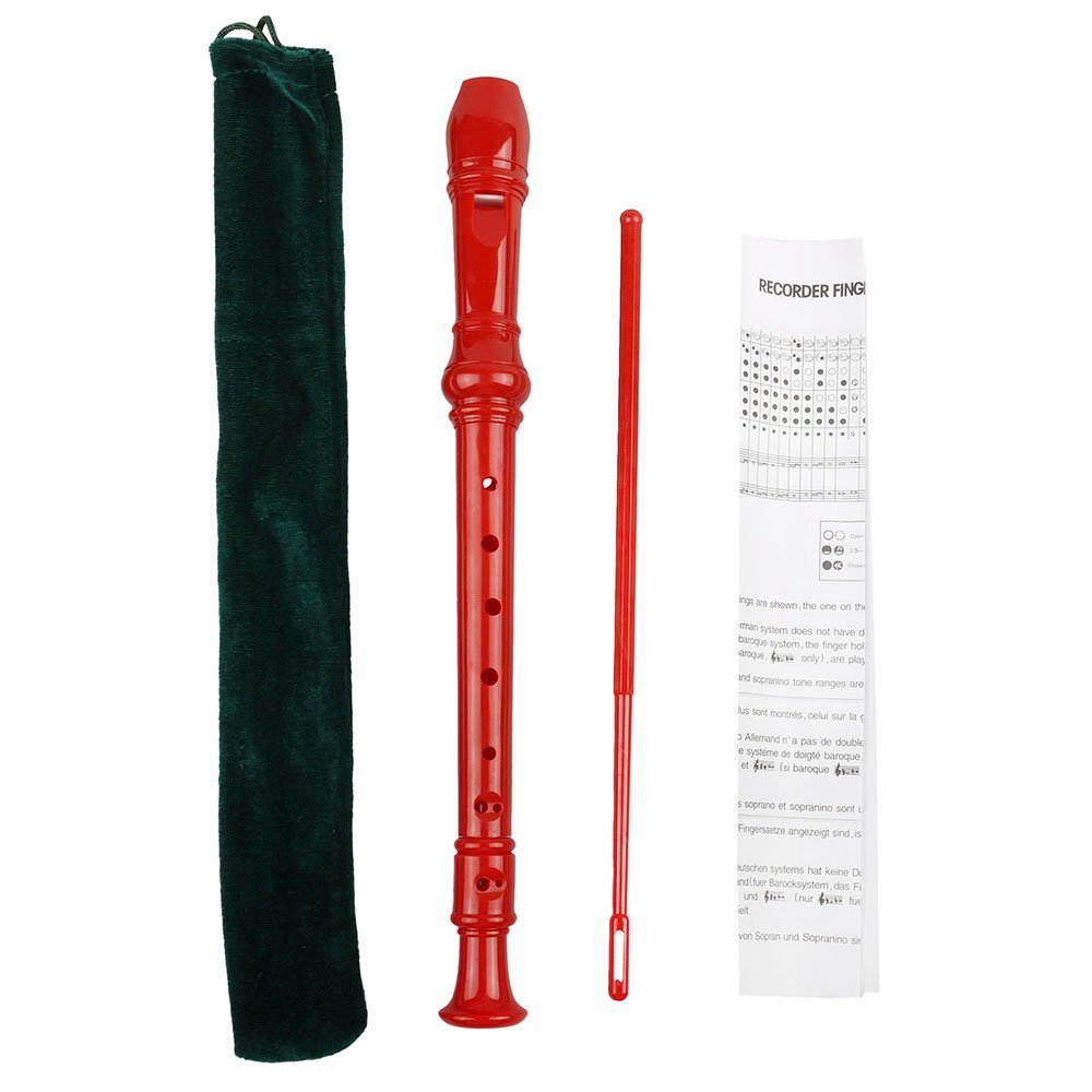 Mr.Power Maple Wooden Soprano Recorder, C Key German Style Fingering 8 Holes 2 Piece School-Approved Musical Instrument Pupil Student Educational (Wood Color)