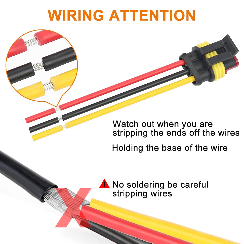 NAOEVO 2 Pin Connector Waterproof, 16 AWG 2 Wire Connectors, Automotive Electrical Male and Female Plug with Heat Shrink Tubing for Car Truck Boat Wire Connection, 6 Kits