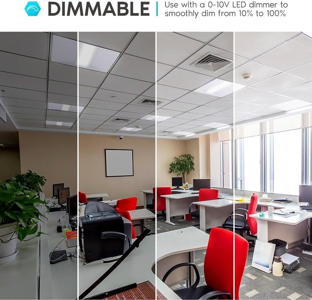 2x2 FT Center Basket LED Troffer Panel Light, 20/30/40W, 3 Color Options 3000K | 4000K | 5000K, Dimmable Drop Ceiling Lights, 2500/3750/5000 Lumens, Damp Rated, 120-277V, Premium (4 Pack)