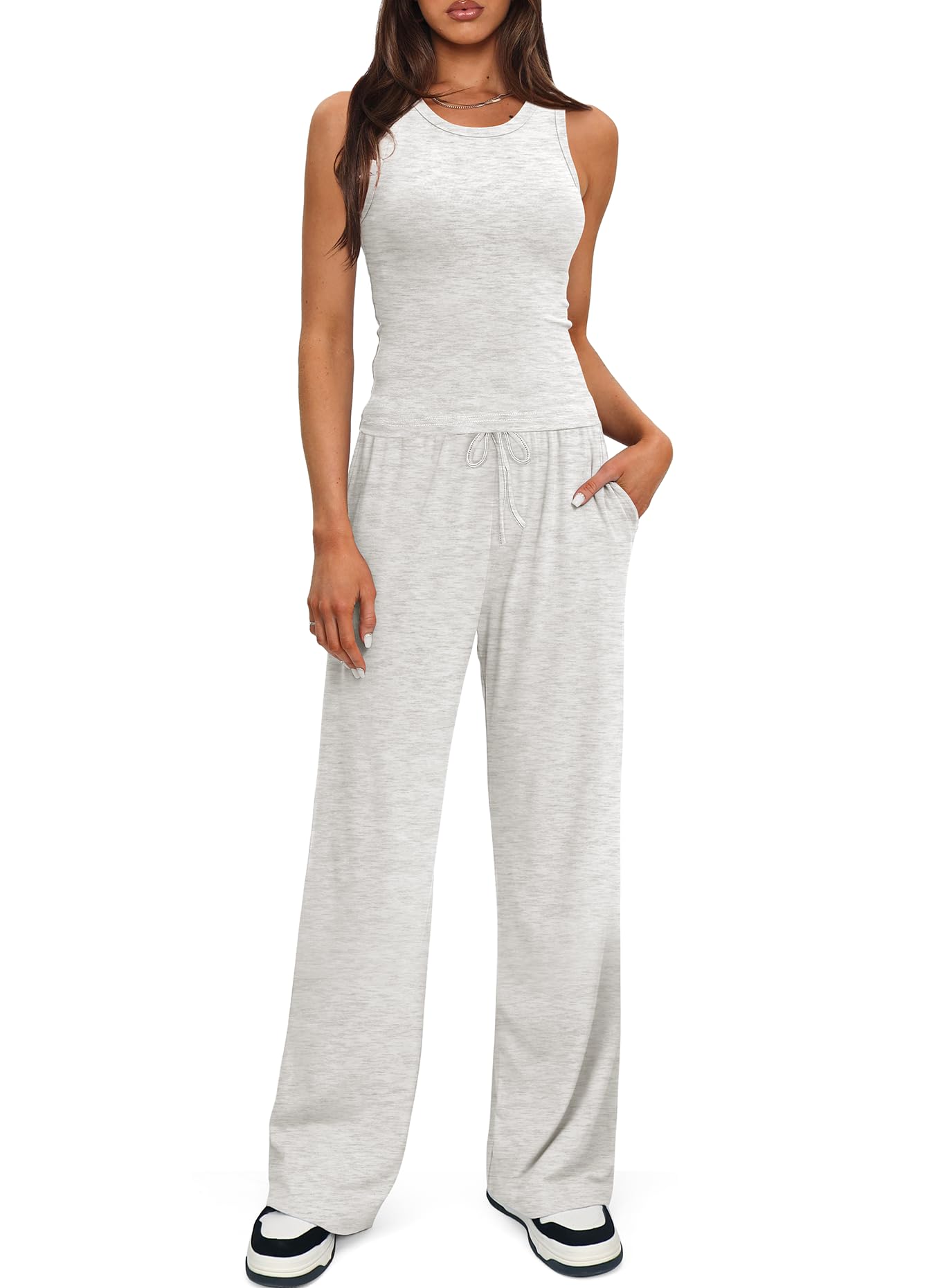 Darong Women's 2 Piece Summer Outfits Sleeveless Matching Lounge Sets