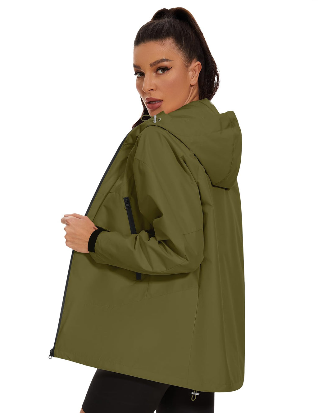 Avoogue Rain Jacket for Women Waterproof Lightweight Rain Coat Hiking Windbreaker Jacket with Hood