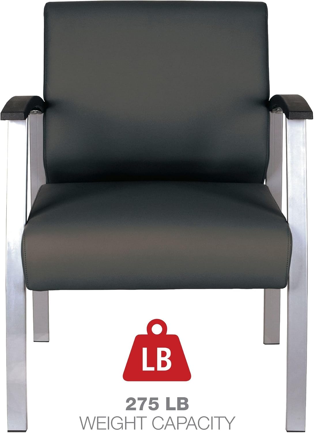 Alera Alera metaLounge Series Mid-Back Guest Chair, 24.6" x 26.96" x 33.46", Black Seat, Black Back, Silver Base