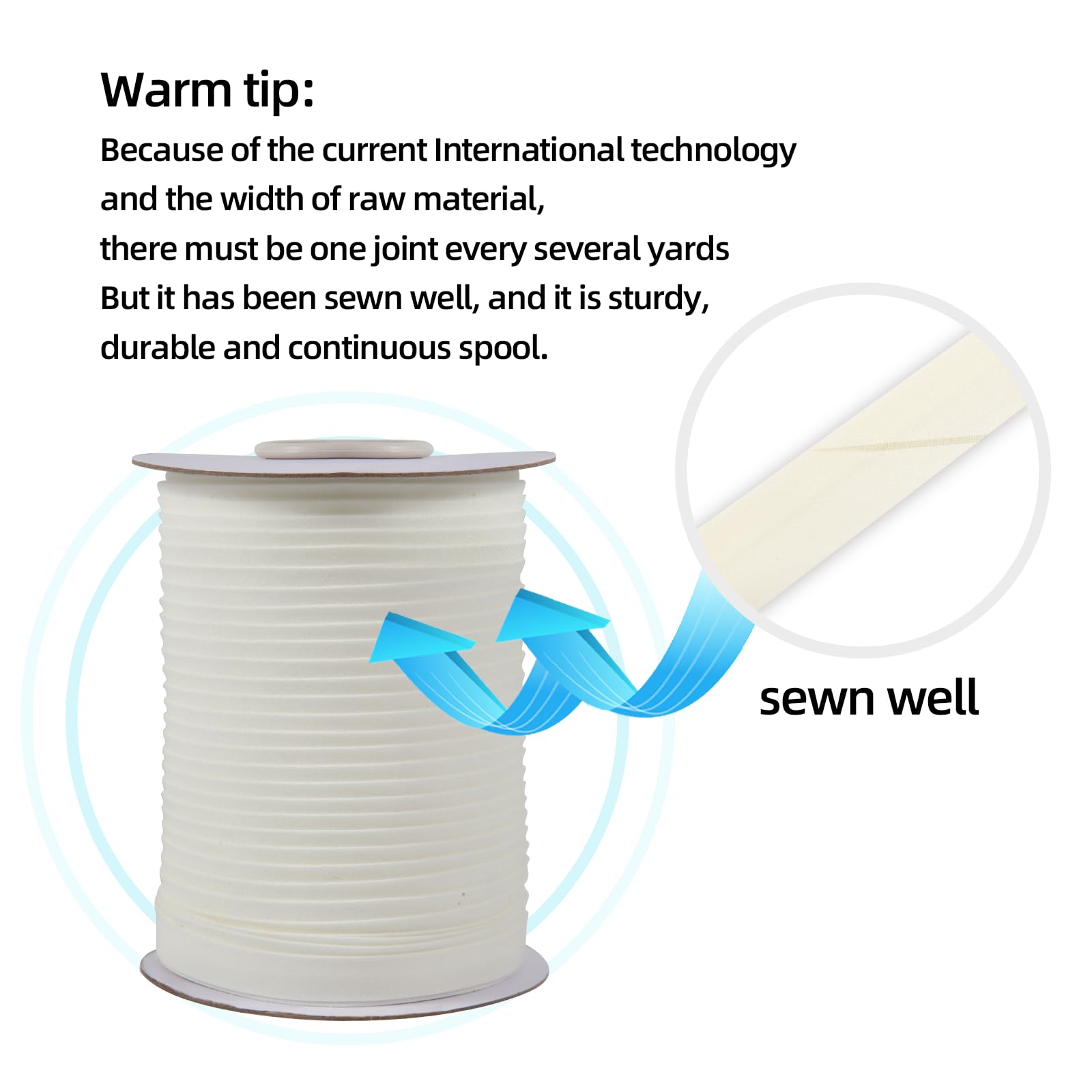 Tewadoo Bias Tape Double Fold 1/2 Inch - Black 55 Yards Polyester Binding Tape for Sewing, Quilt Binding, Hemming, Seaming and Fabric Piping