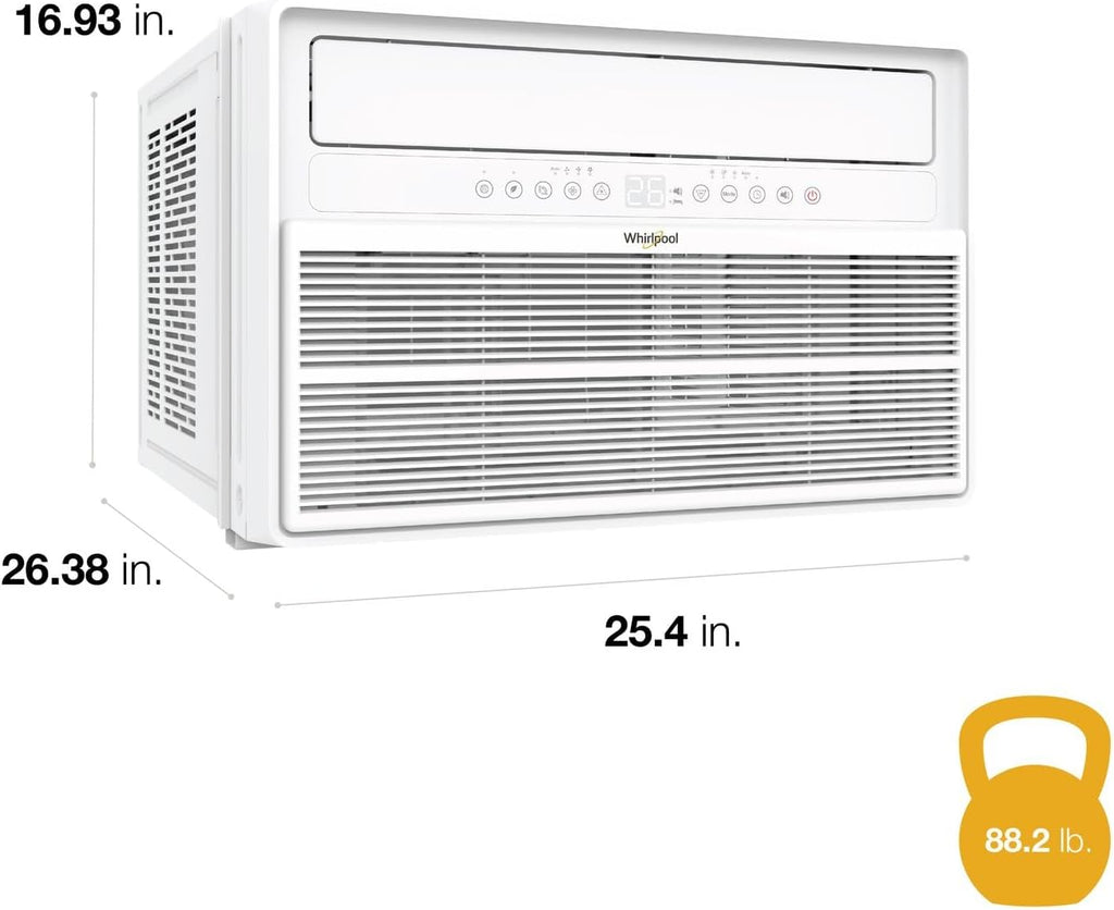 Whirlpool 18,000 BTU Window Mounted Inverter Air Conditioner with Quiet, High Efficiency Operation and Remote, Window AC Unit for Apartment, Living Room, Bedroom, Large Rooms up to 1000 Square Feet