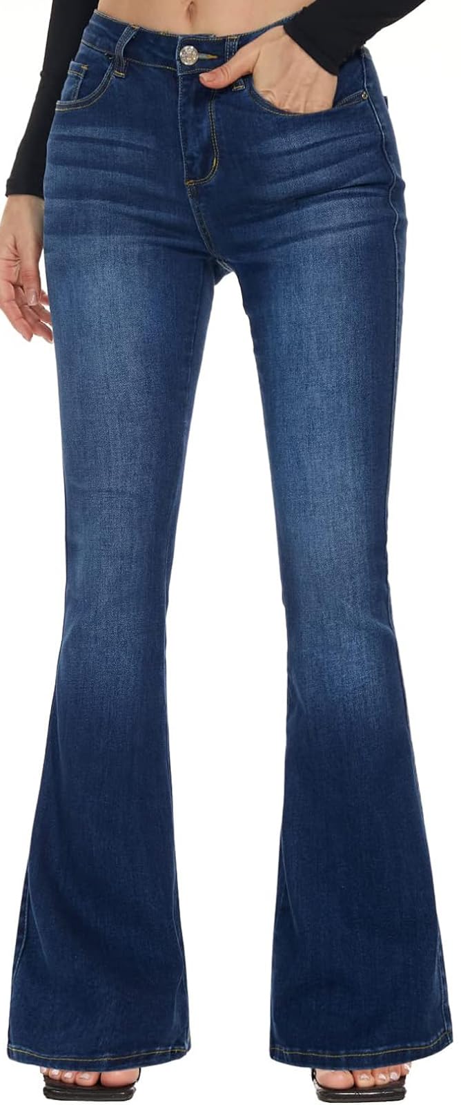 Bell Bottom Jeans for Women Ripped High Waisted Classic Flared Denim Pants
