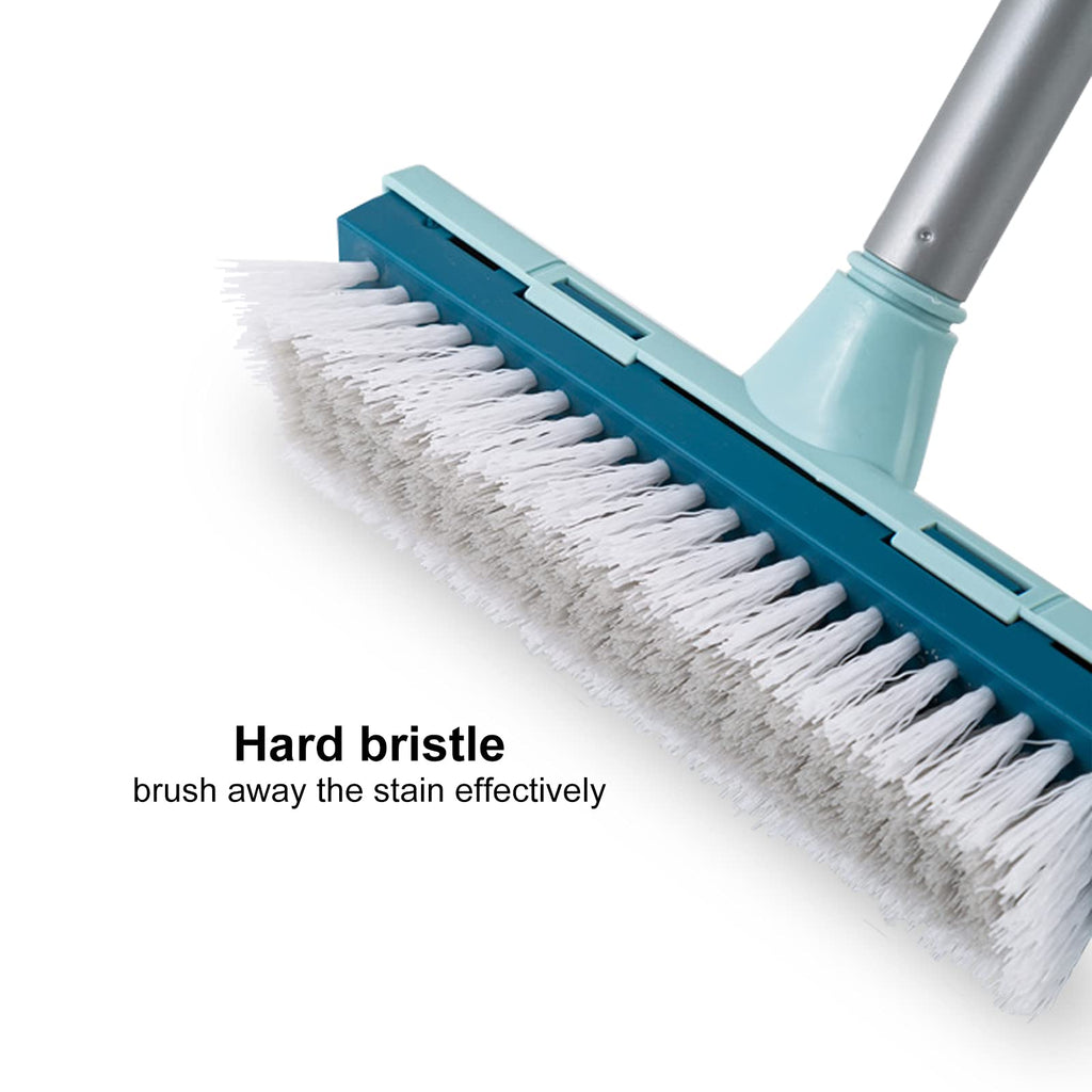 BOOMJOY Floor Scrub Brush with 57" Long Handle, 12" Wide Head, 2 in 1 Scrape and Brush, Stiff Bristle for Cleaning Bathroom, Patio, Kitchen, Tile, Wall and Deck