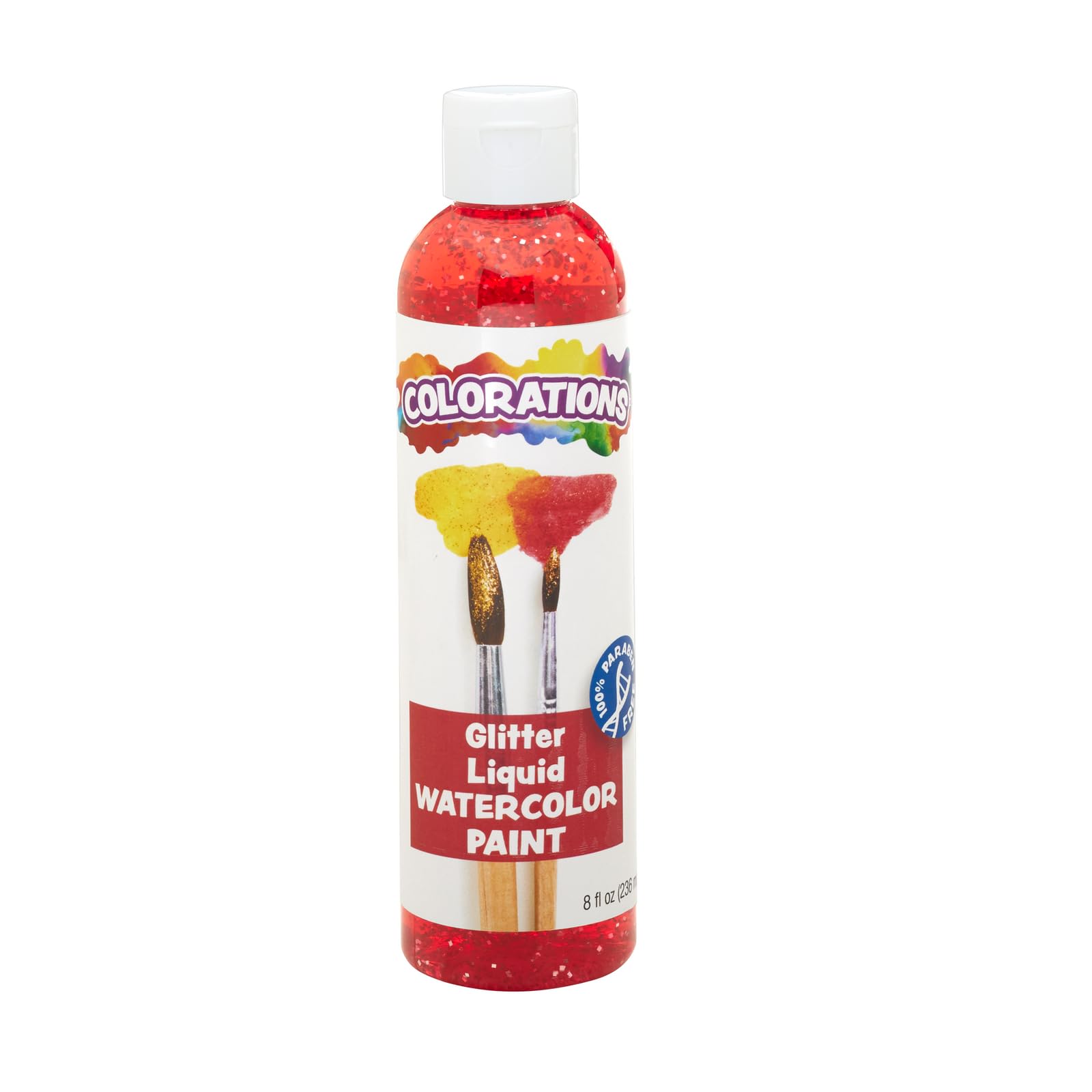 Colorations Paraben-Free Glitter Liquid Watercolor Paint, Set of 8 Vibrant Colors, 8 fl oz, Non-Toxic and Made in The USA