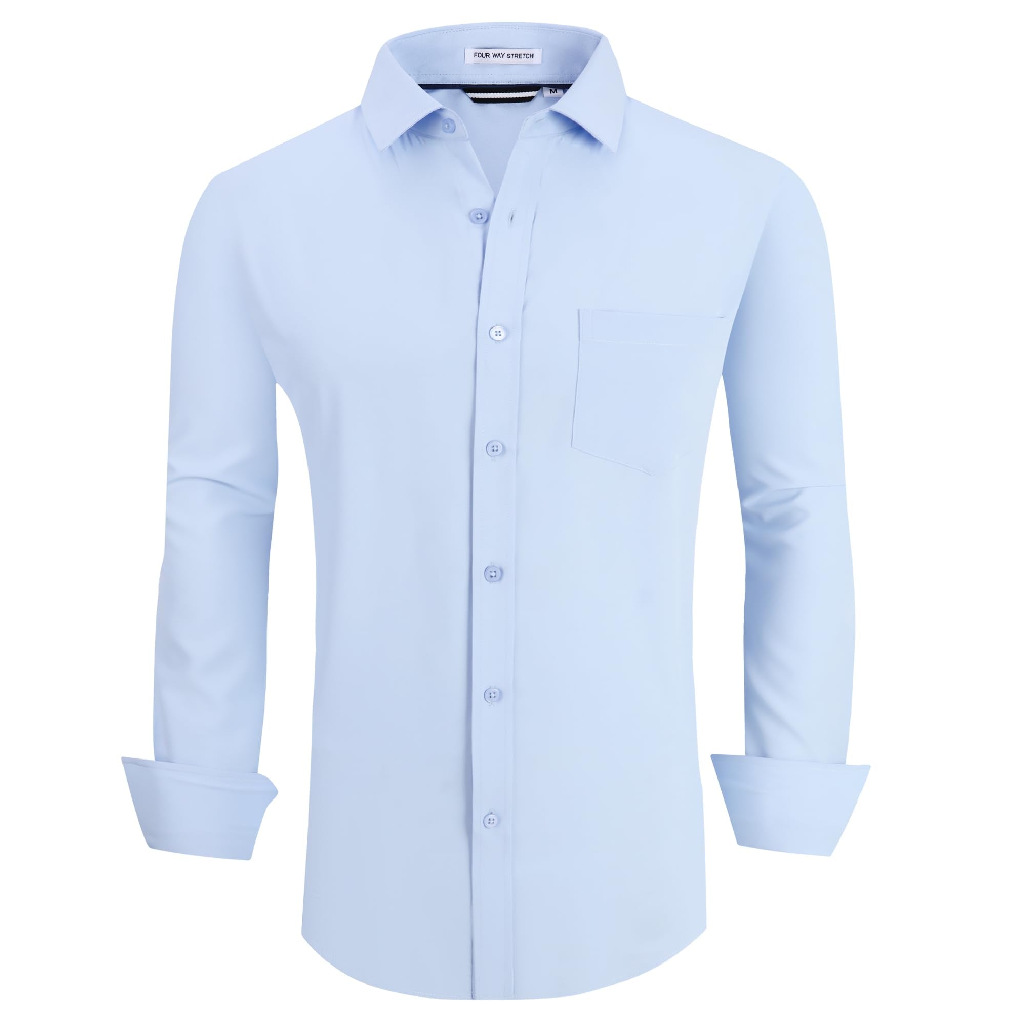 Alex Vando Mens Dress Shirt Wrinkle Free Regular Fit 4-Way Stretch Button Down Shirts