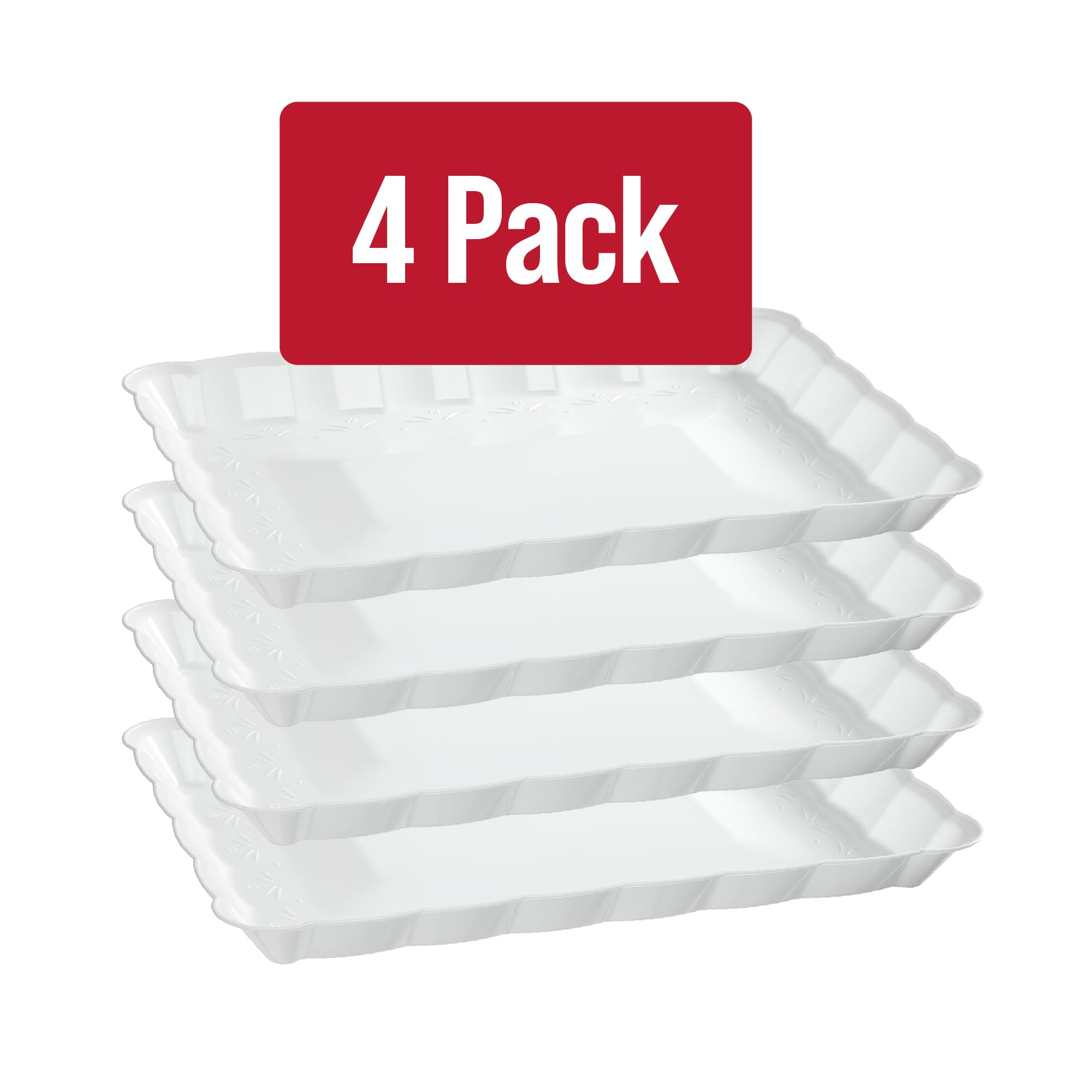Plasticpro Plastic Serving Trays - Serving Platters Rectangle 9X13 Disposable Party Dish 4 Black Trays