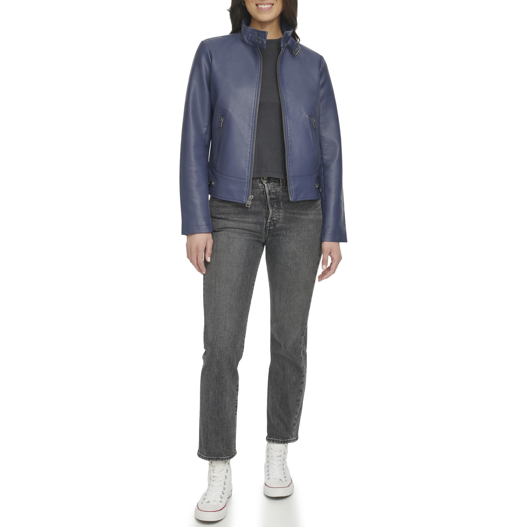 LEVI'S womens Faux Leather Motocross Racer Jacket (Standard and Plus)