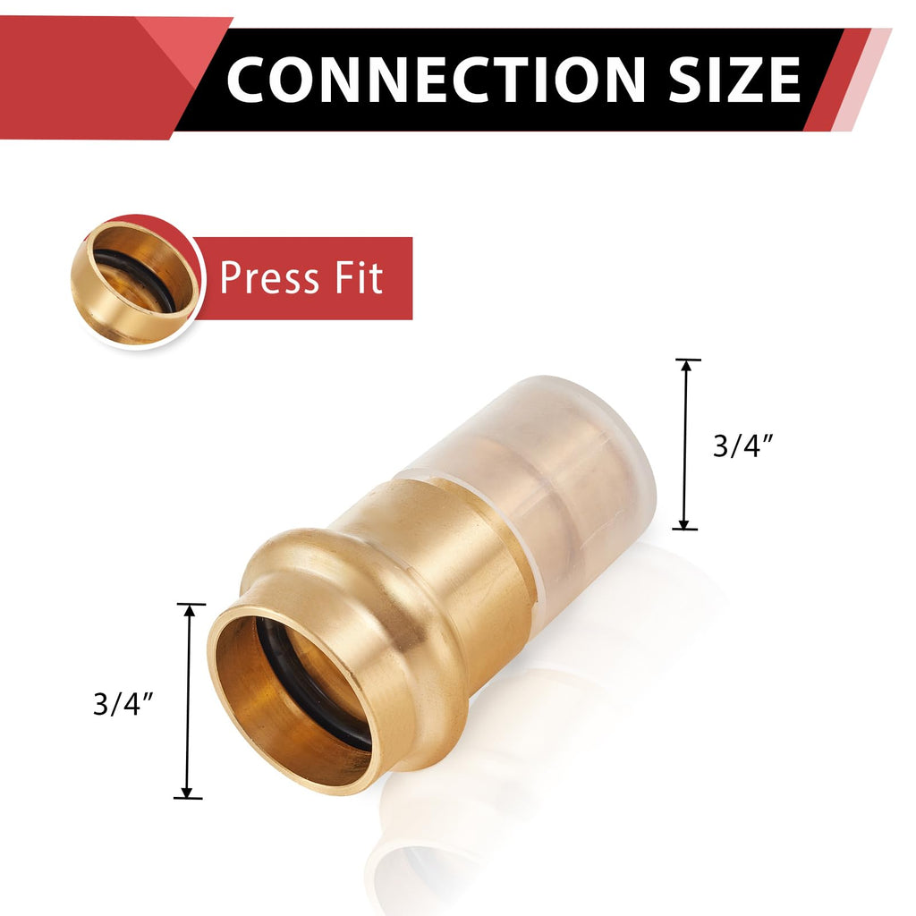 (Pack of 2) EFIELD 1" Copper Press X 1" PEX Crimp Coupling Brass Adapters For Copper and Pex Pipe Connection,(PEX1807388-2PCS)