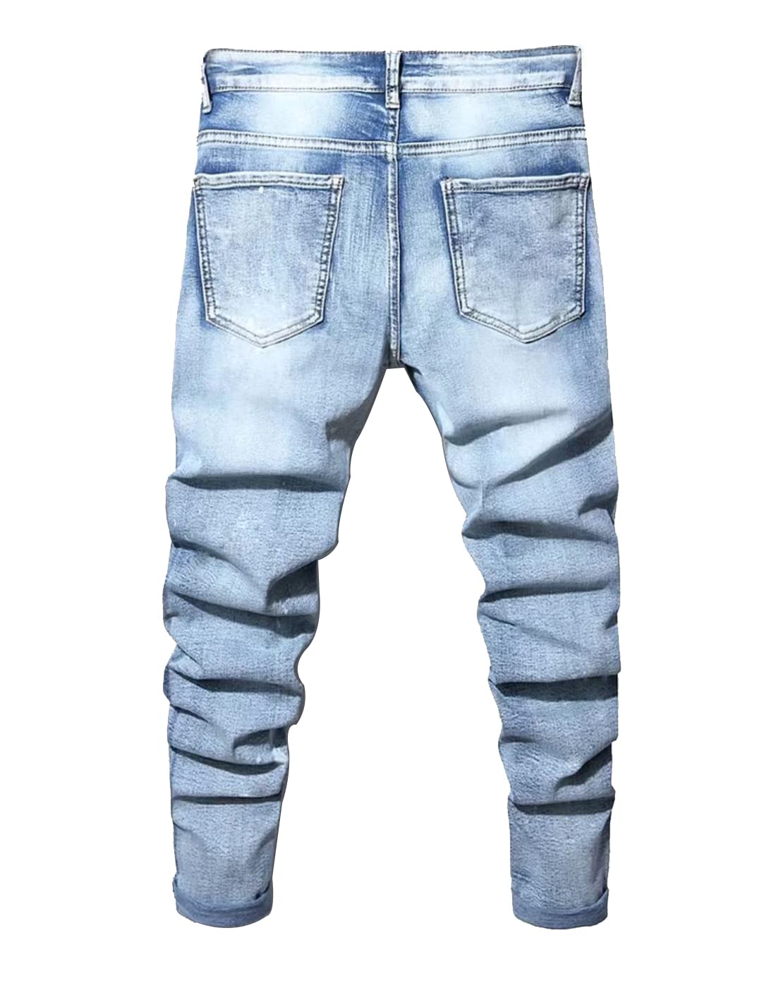 Boy's Skinny Fit Ripped Destroyed Distressed Stretch Slim Jeans Pants