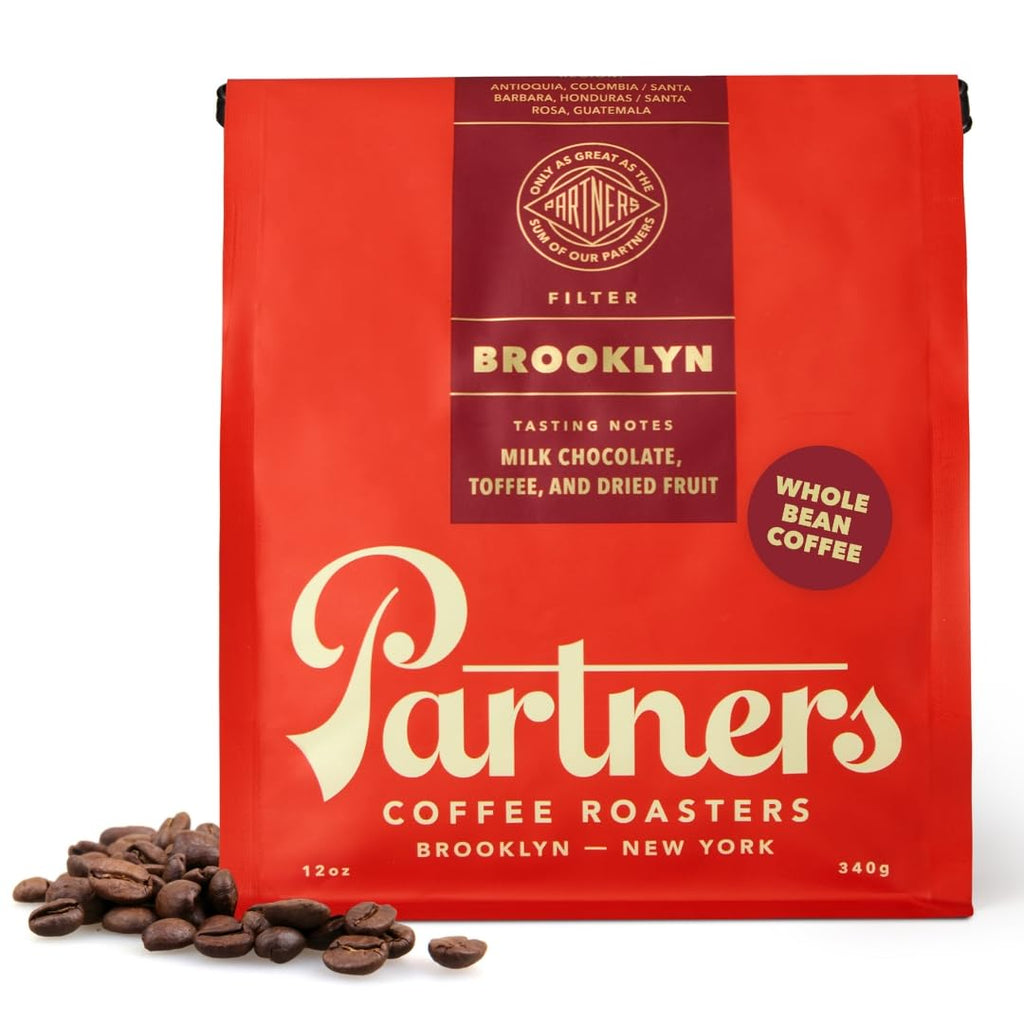 PARTNERS COFFEE ROASTERS - Whole Bean Coffee (Bedford - Espresso, Medium Roast) 12oz - Fruity, Complex, Espresso - Whole Coffee Beans - Lab Tested for Mycotoxins & Heavy Metals - Hand Roasted in NYC