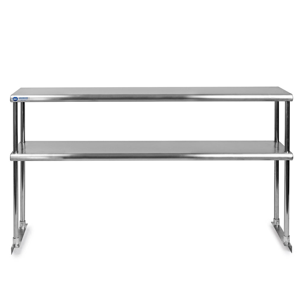 GRIDMANN NSF Stainless Steel Commercial Kitchen Prep & Work Table Plus A 2 Tier Shelf - 60 in. x 12 in.