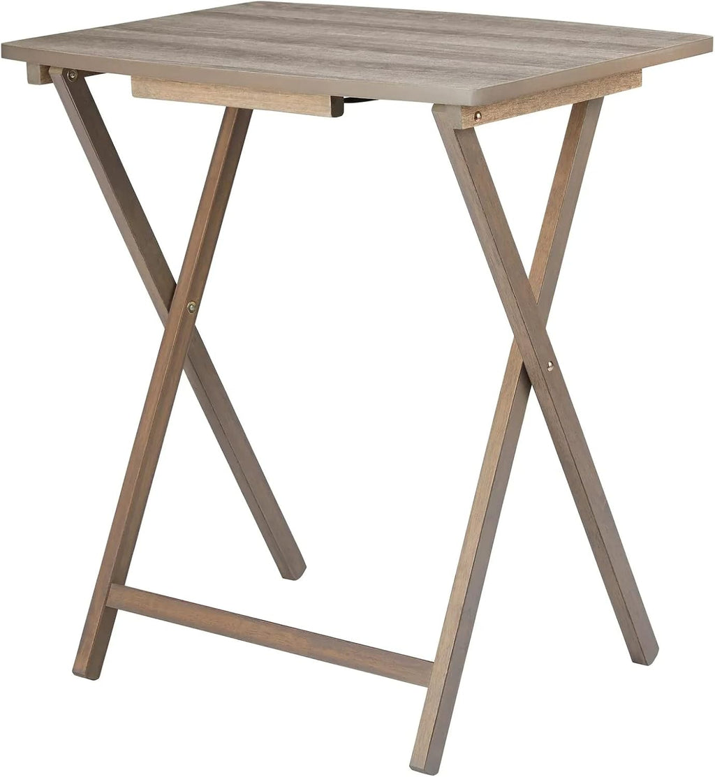 Foldable 5pcs XL Oversized TV Tray Tables Set (4 Trays,1 Stand), Trays for Eating of 4 with Stand, Folding Snack Dinner Table Grey