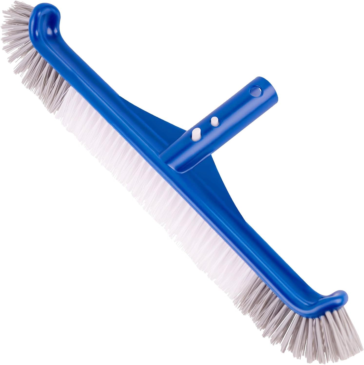 POOLAZA Pool Brush, 17.5'' Pool Brush Head for Inground Pools & Above-Ground Pools, Durable Pool Scrub Brush Fit Standard Pool Pole, Enhanced Pool Brushes for Cleaning Pool Walls with Curved Ends