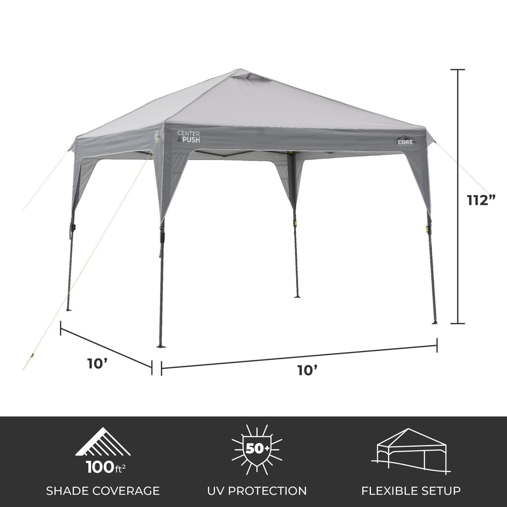 Core Instant Straight Leg Canopy Tent with Adjustable Sun Wall, 6 ft x 4 ft , Gray