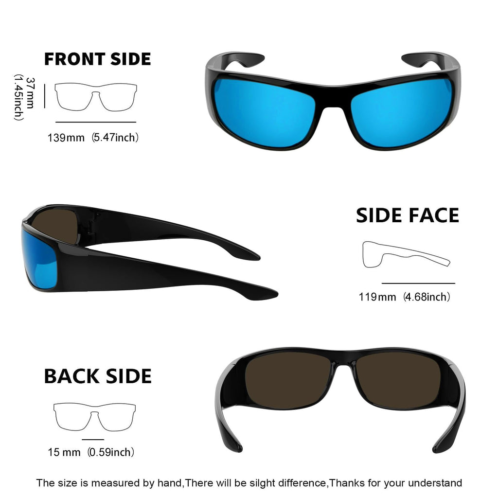 WISTON Wrap Around Sunglasses for Men Women Super Dark Blackout Sunglasses for Sensitive Eyes UV400 Protection W8005
