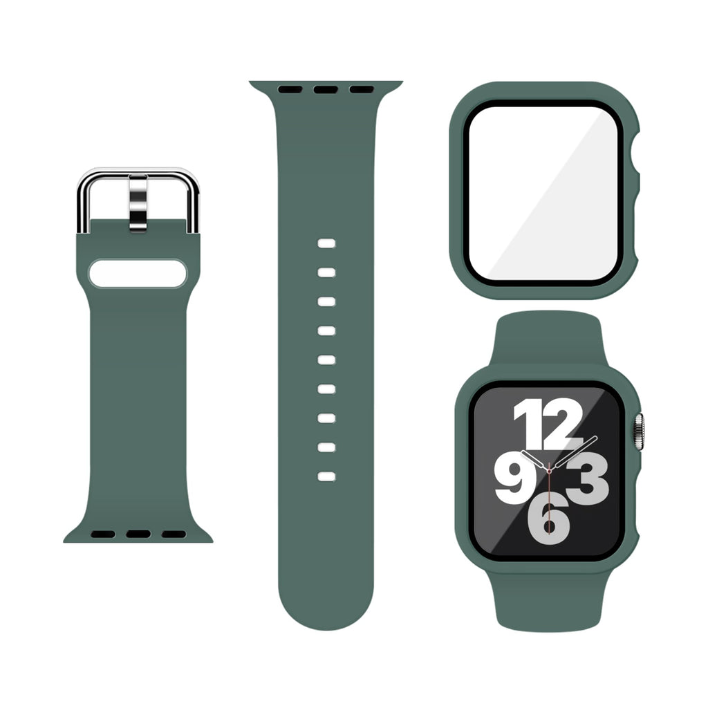 Silicone Sport Band and PC Case with Screen Protector for Apple Watch
