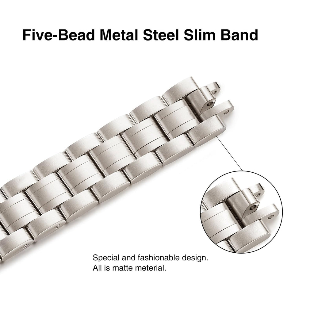 STIROLL Thin Replacement Band Compatible for Apple Watch 38mm 40mm 41mm 42mm(Series 11 10), Stainless Steel Metal Wristband Women Men for iWatch Ultra SE Series 9 8 7 6 5 4 3 2 1, Black