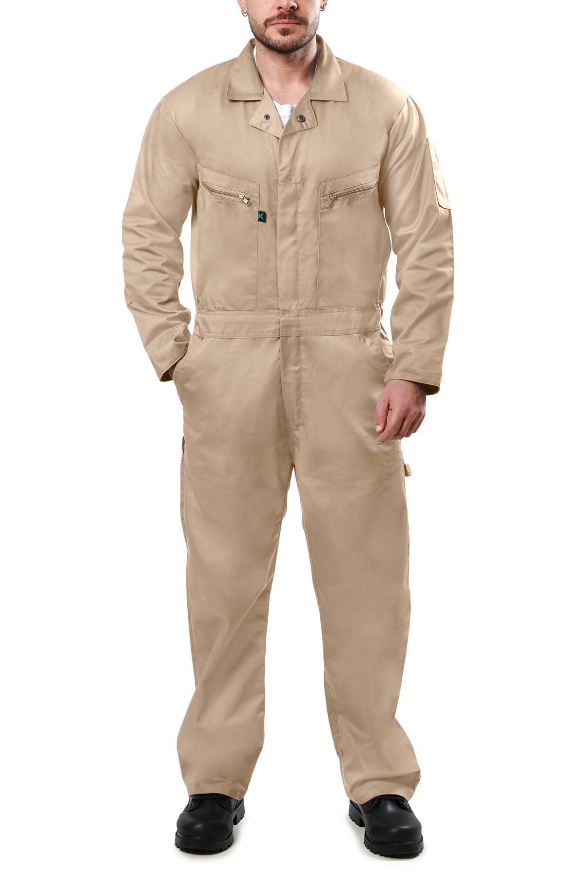 Kolossus Pro-Utility Cotton Blend Long Sleeve Coverall with Zippered Frontal Pockets