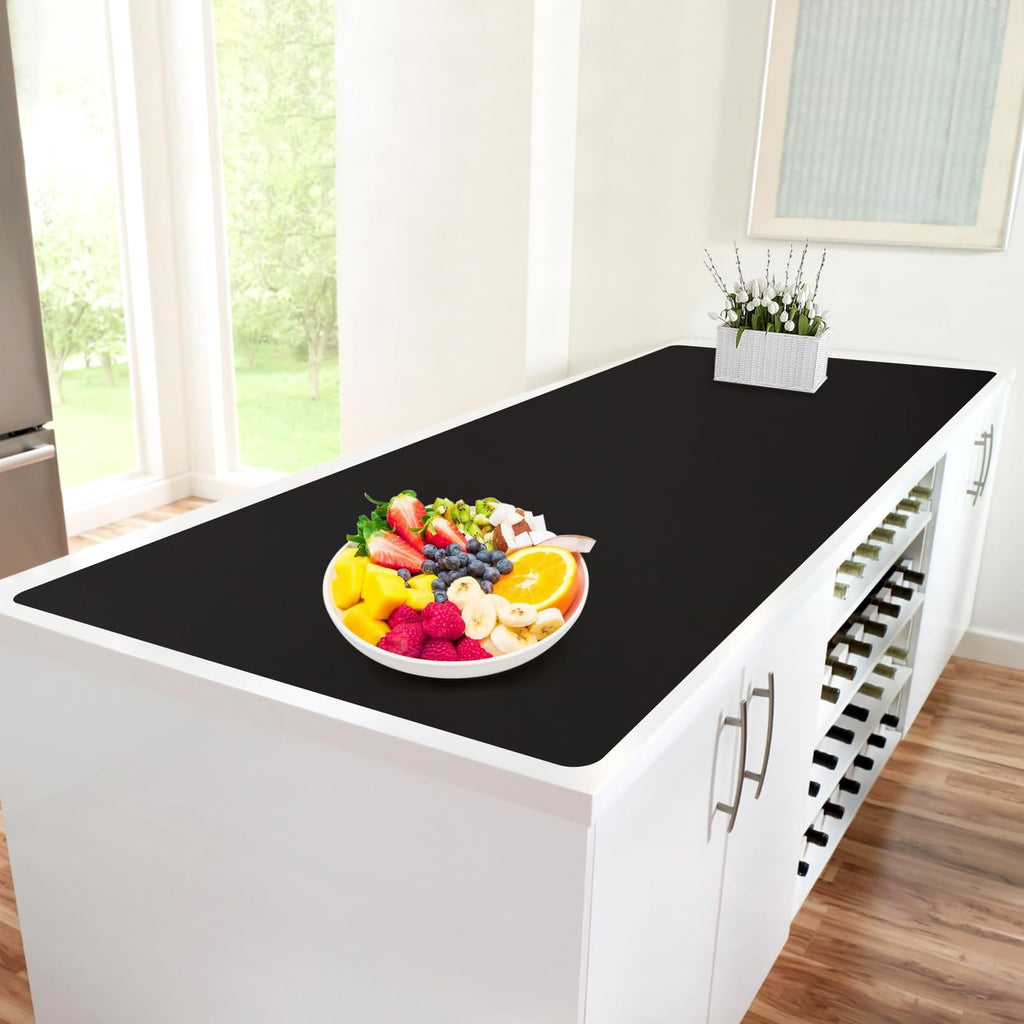 Large Silicone Mat, 72”x16” Heat Resistant Mats for Countertop, Cuttable Waterproof Kitchen Counter Mat, Multipurpose Countertop Protector Mat, Silicone Mats for Kitchen Counter (Black)