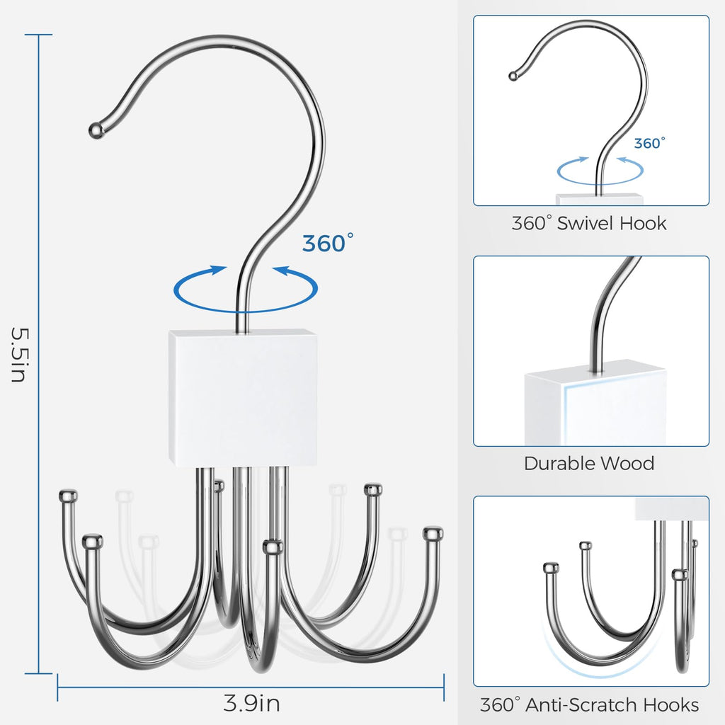 1 Pack Belt Hanger, Belt Organizer for Closet | 360° Rotatable, Max 24 Belt Storage, Space Saving, Closet Organizers and Storage