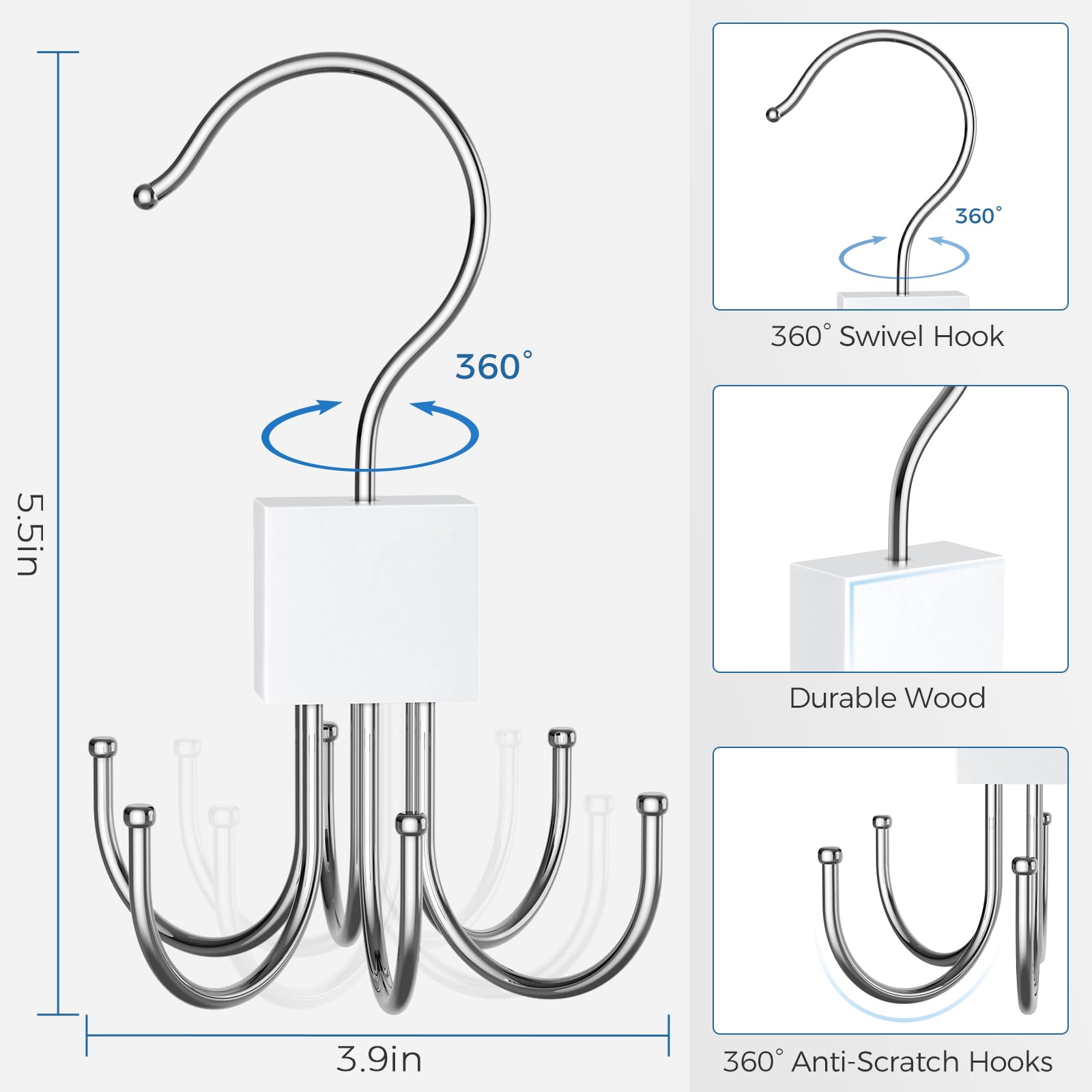 1 Pack Belt Hanger, Belt Organizer for Closet | 360° Rotatable, Max 24 Belt Storage, Space Saving, Closet Organizers and Storage