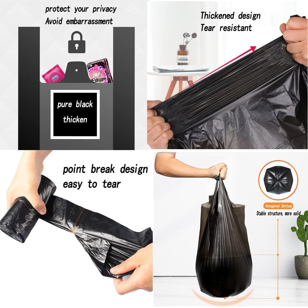 4 Gallon Trash Bag,Small Black Trash Bags 200 Counts Thicken Value Bathroom Trash Can Bin Liners,Small Garbage Bags with Handles for Kitchen Bathroom Office Waste Basket