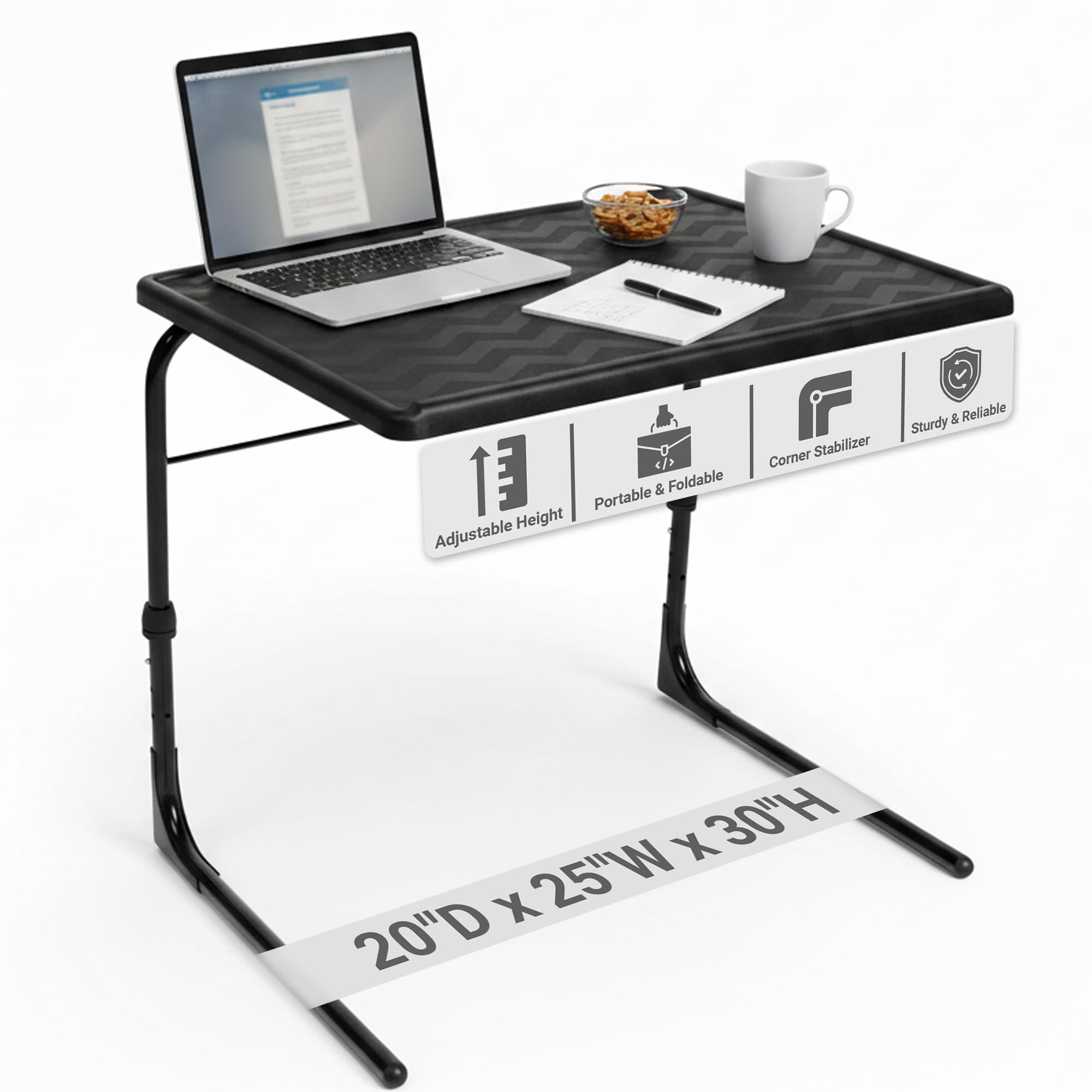 Table-Mate TV Tray Table | Portable Desk Folding Dinner Tray, Couch Table Trays for Eating Snack Food, Portable Laptop Desk, Bed Trays for Eating | Adjustable TV Trays with 3 Angles and Cup Holder