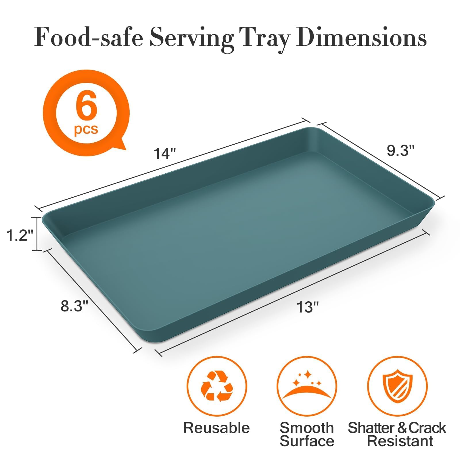 WOWBOX 4 pcs Serving Tray for Entertaining, Serving Platters for Snacks, Fruit, Cookies, Dessert, Reusable Plastic Trays for Serving Food, (White, Black, Green, Red)