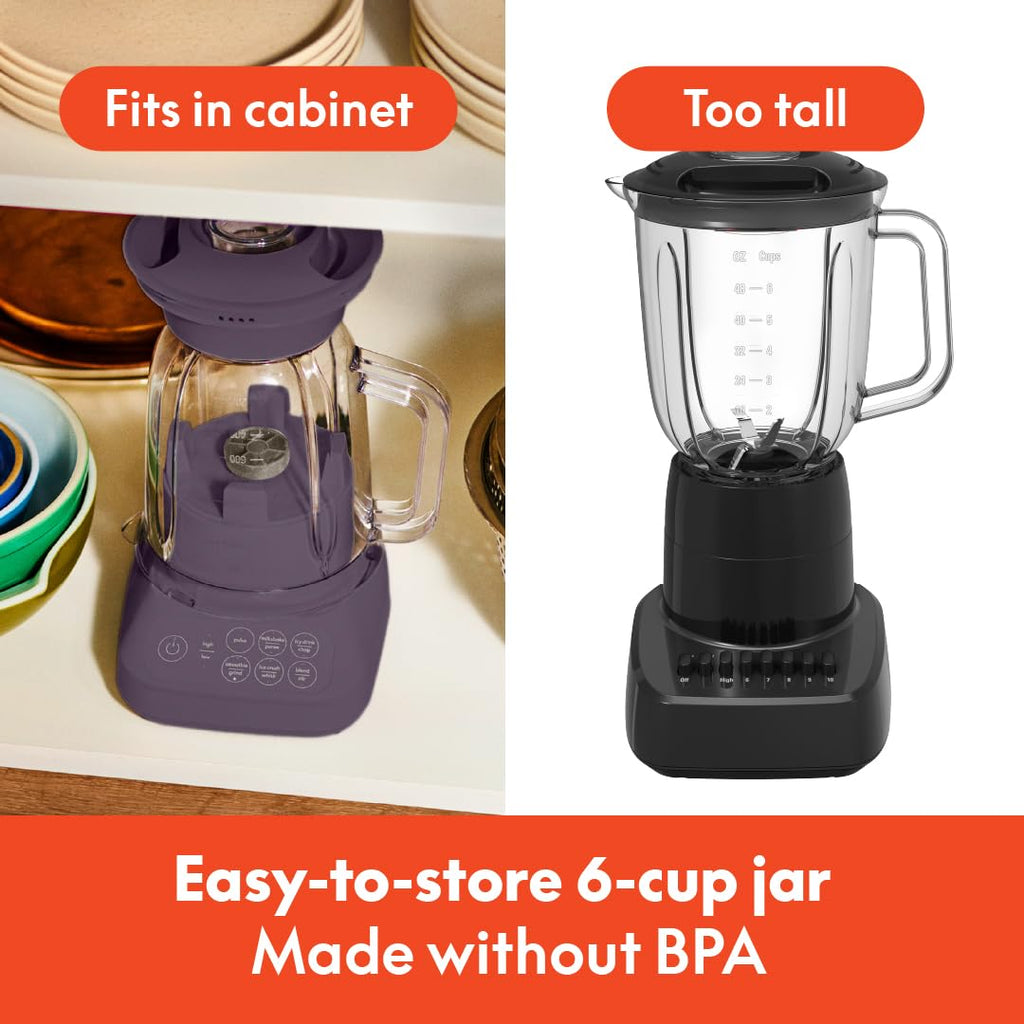 bella 10 Speed Countertop Blender, Juicer & Smoothie Maker, Fits-anywhere™ Kitchenware, Slim Flip & Store Design, Dishwasher Safe 48oz Capacity Pitcher & Lid, Stainless Steel Blade, 450 Watt, Blossom