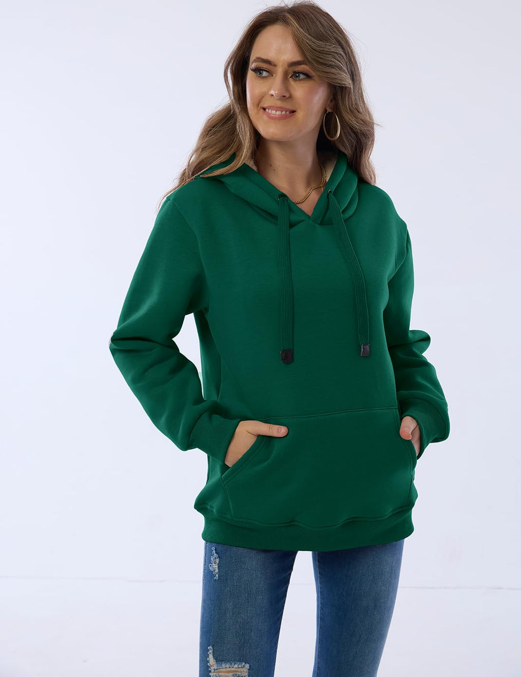 Haellun Womens Casual Winter Warm Fleece Sherpa Lined Pullover Hooded Sweatshirt