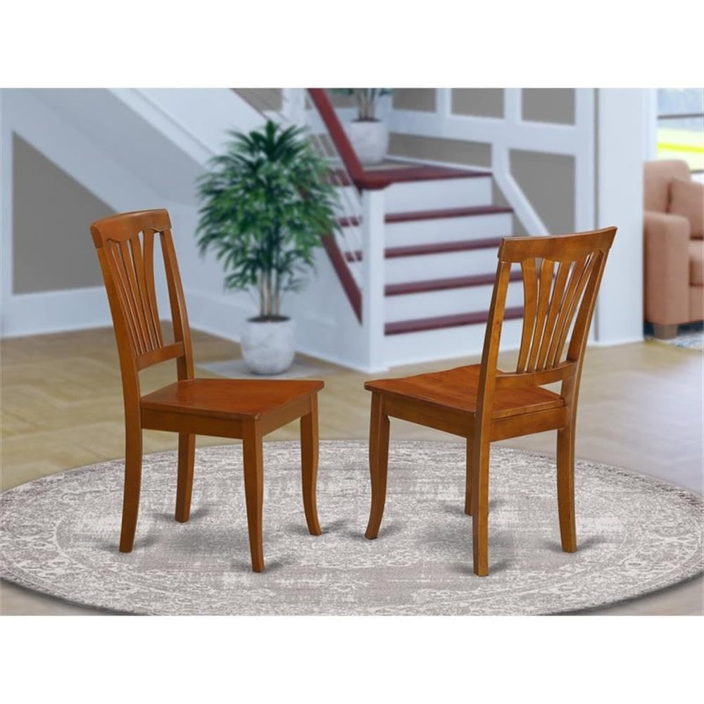 East West Furniture AVC-BLK-W Avon Dining Room Chairs - Slat Back Solid Wood Seat Chairs, Set of 2, Black & Cherry