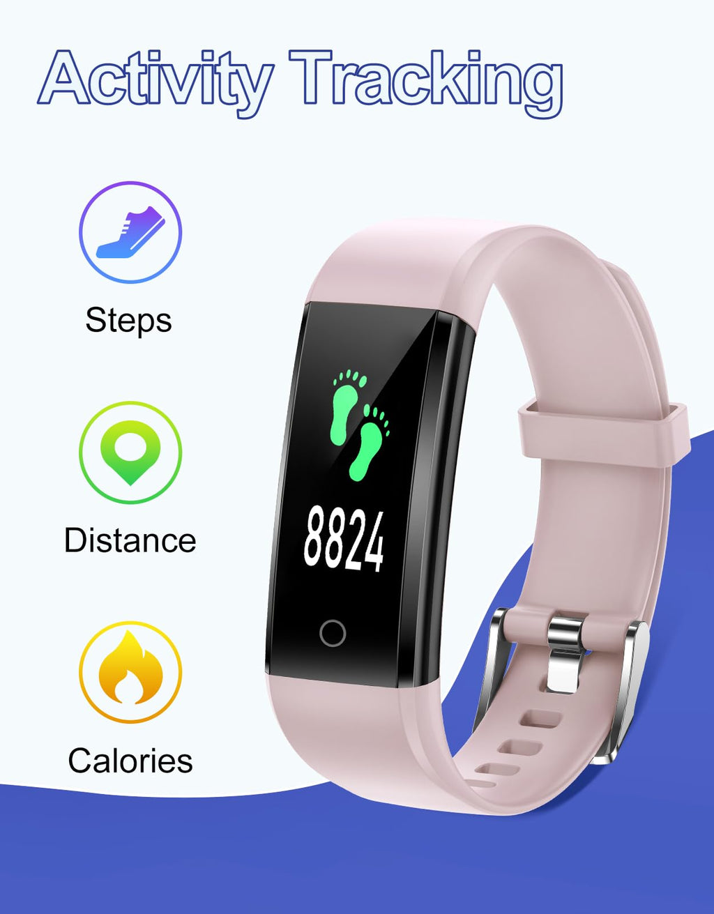 GRV Fitness Tracker Non Bluetooth Fitness Watch No App No Phone Required Waterproof Pedometer Watch with Steps Calories Counter Sleep Tracker for Men Women Parents