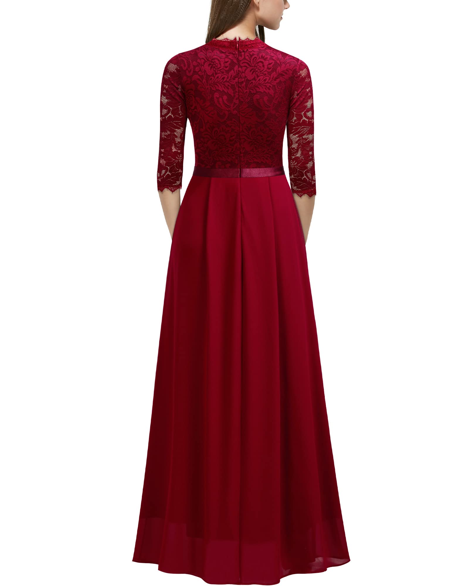 MISSMAY Women's Formal Floral Lace 2/3 Sleeves Long Evening Party Maxi Dress