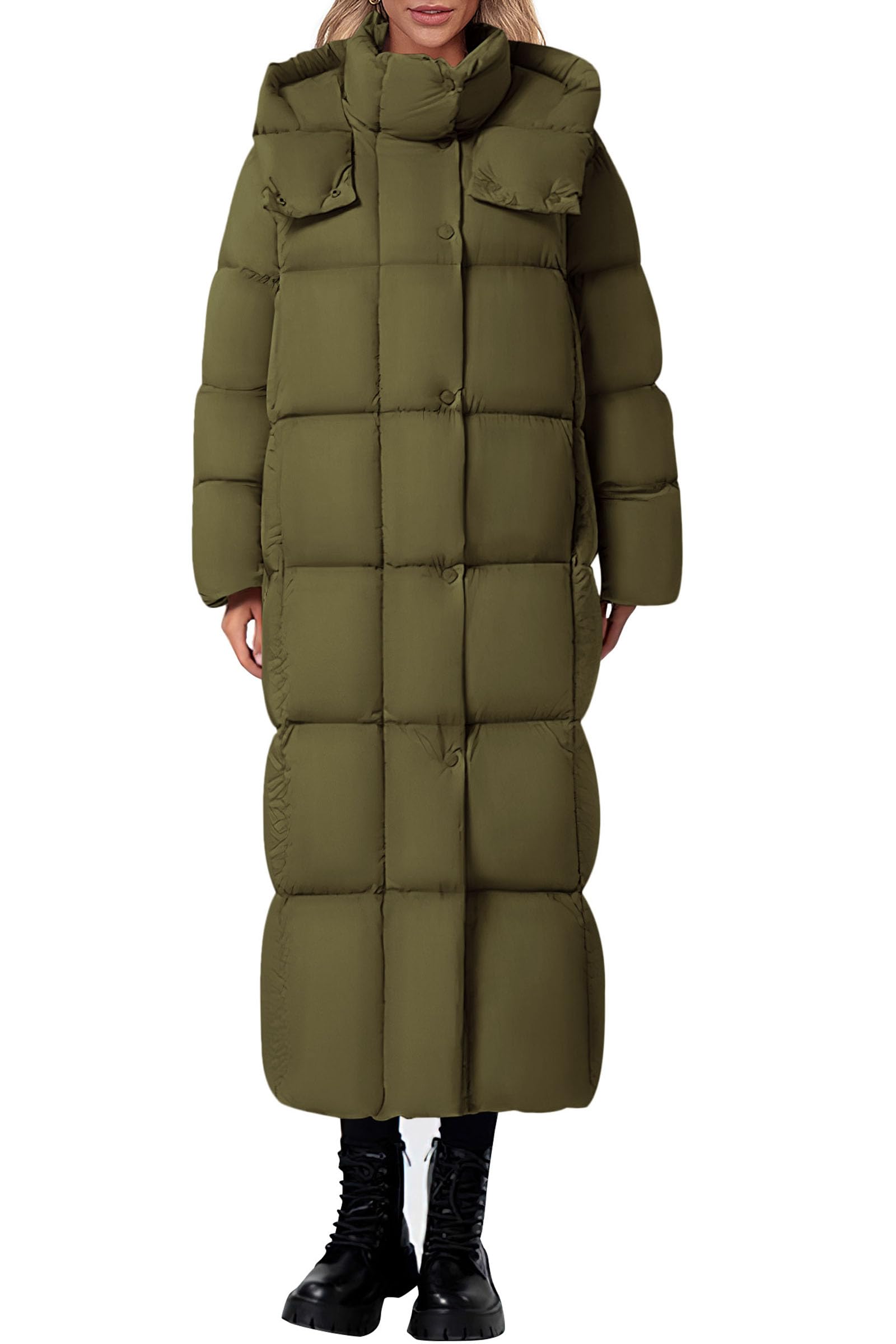 PRETTYGARDEN Women's Winter Long Puffer Coats Hooded Zip Up Casual Thickened Down Jackets Trendy Warm Clothes Outerwear