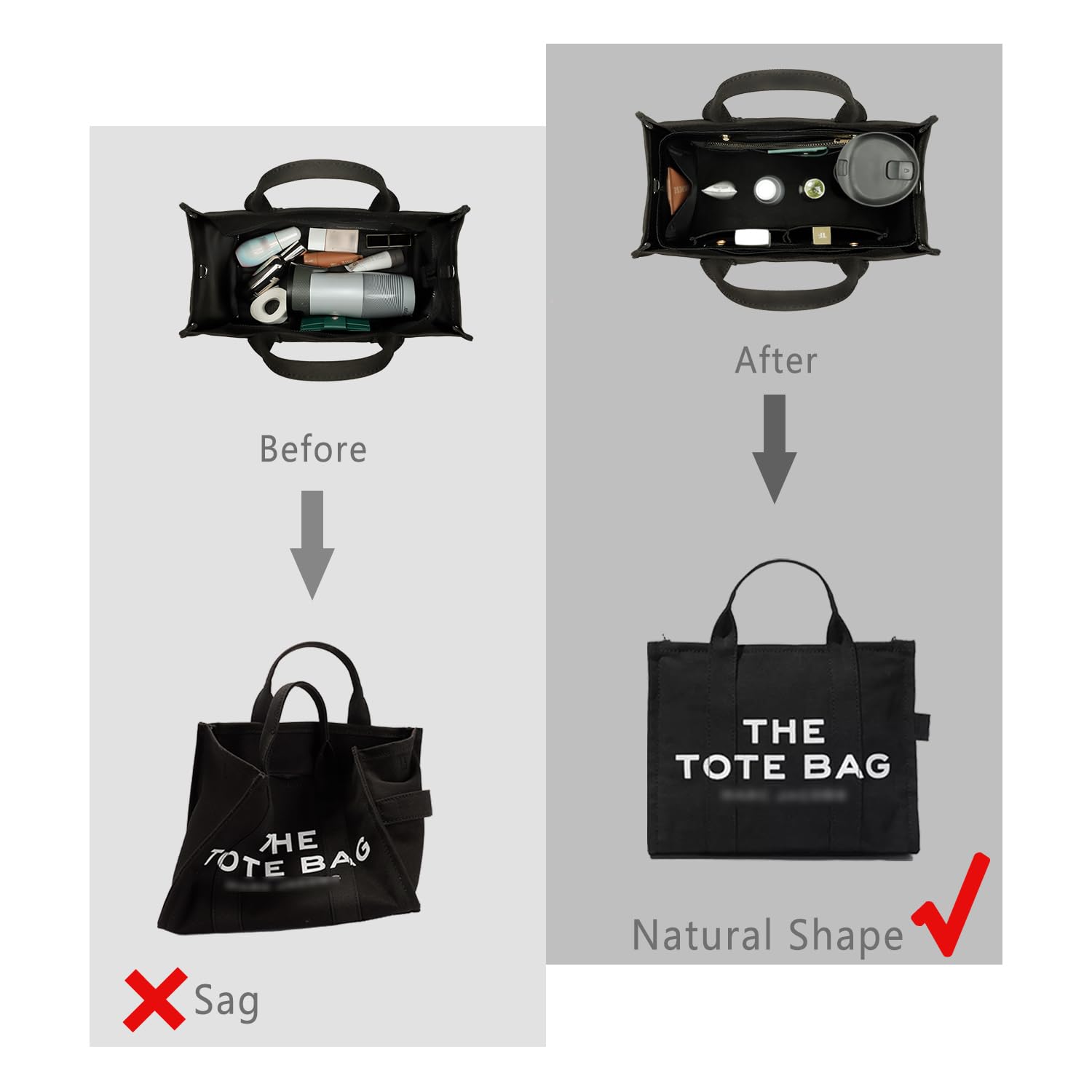 ZTUJO Purse Organizer Insert For Handbag & Tote Shaper,Tote Bag Organizer Insert For Speedy Neverful, 6 Sizes(Small, Silky Brown)